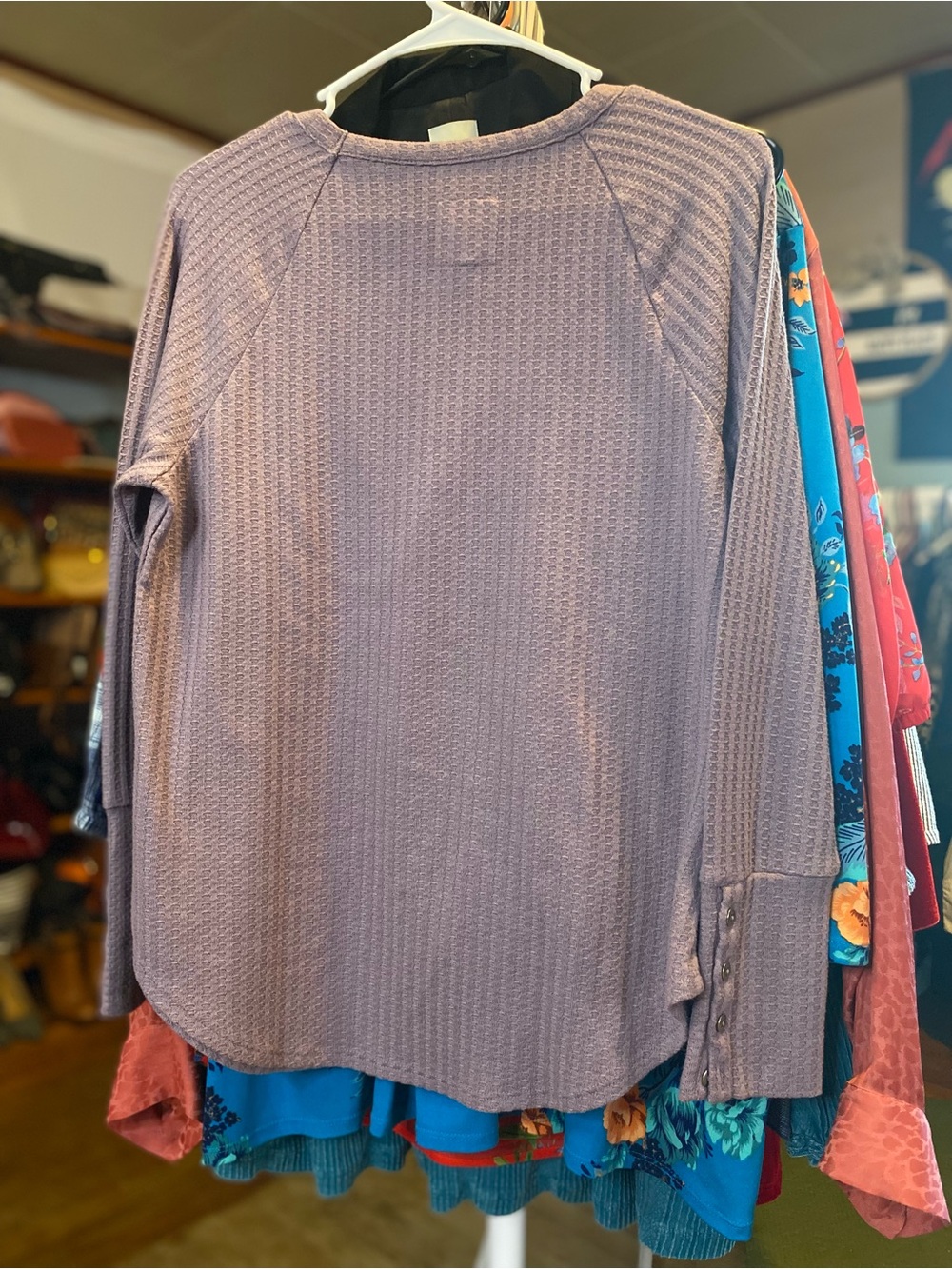 Relaxed Lavender Waffle Knit Long-Sleeve Top - Picture 4 of 4